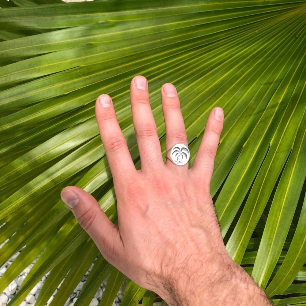 LHN Jewelry Silver Palm Tree Signet Ring